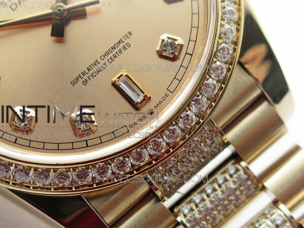 Day-Date 36 128235 RG/Crystal BP Best Edition RG Crystal Marker Dial on RG President Bracelet A2836 – Bild 6