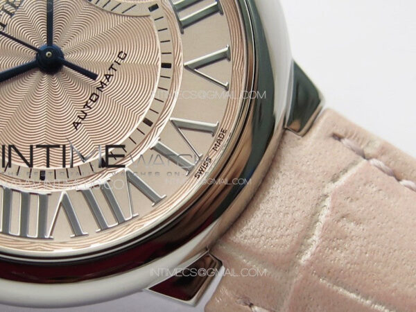 Ballon Bleu 36mm SS K3F 1:1 Best Edition Pink Textured Dial on Pink Leather Strap A076 – Bild 6