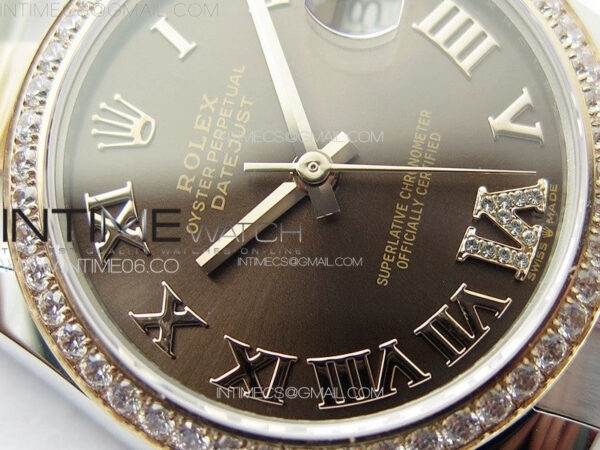 DateJust 31mm 72610 SS/Crystals Bezel APSF Best Edition Green Dial Roman Markers on Oyster Bracelet A2824 – Bild 6