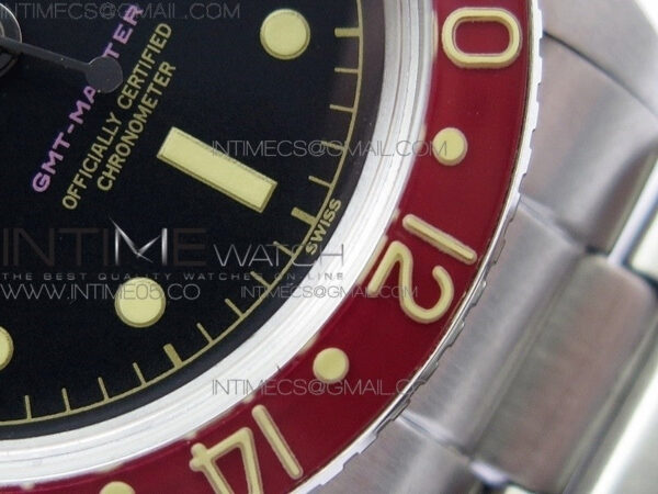Vintage GMT Master 6542 Blue/Red Bezel B12 Black Dial Style02 on SS Bracelet A2836 – Bild 6