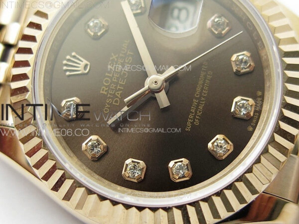 Datejust 28mm 279179 RG APSF Best Edition Brown Dial Crystals Markers on SS Jubilee Bracelet NH05 – Bild 6