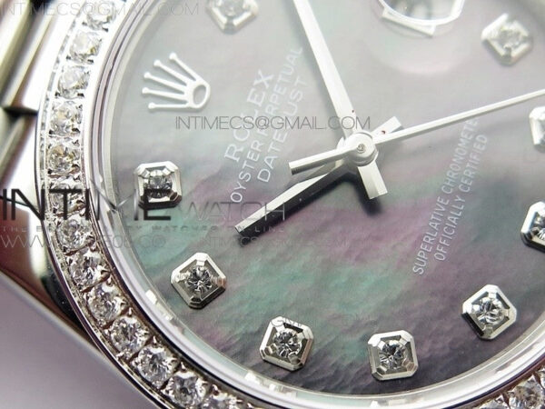 Datejust 31mm 278275 SS Crystal bezel BP Best Edition Gray MOP Dial(@6 Crystal Marker) on SS President Bracelet – Bild 6