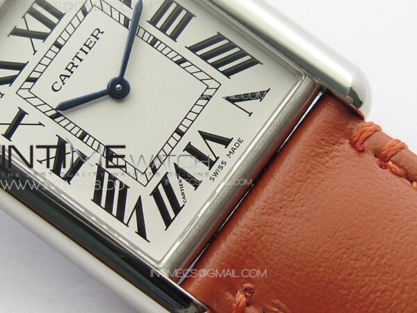 Tank Louis Ladies 25mm SS 8848F 1:1 Best Edition White Dial on Orange Leather Strap Ronda Quartz – Bild 6