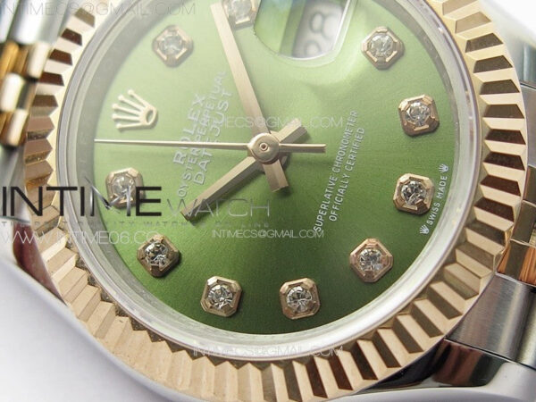 Datejust 28mm 279179 SS/RG APSF Best Edition Green Dial Crystals Markers on SS/RG Jubilee Bracelet NH05 – Bild 5