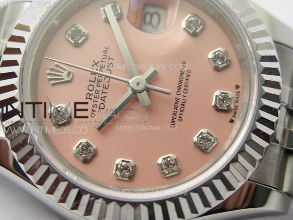 Datejust 28mm 279179 SS APSF Best Edition Pink Dial Crystals Markers on SS Jubilee Bracelet NH05 – Bild 6