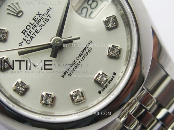 Datejust 28mm 279166 Smooth Bezel SS APSF Best Edition White MOP Dial Crystals Markers on SS Jubilee Bracelet NH05 – Bild 6
