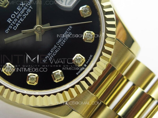 DateJust 31mm 178271 YG APSF Best Edition Black Dial Crystal Markers on President Bracelet A2824 – Bild 6