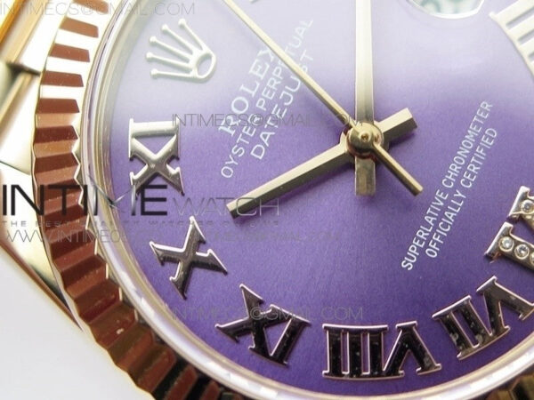Datejust 31mm 278275 RG BP Best Edition Purple Roman Markers Dial @6 Dia on RG President Bracelet – Bild 6