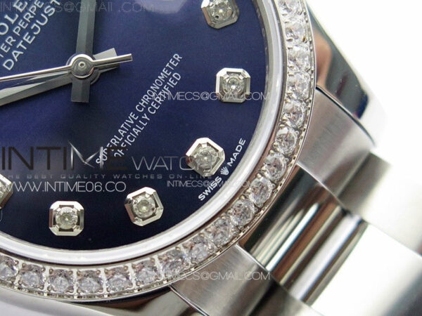 DateJust 31mm 178271 SS Crystal Bezel APSF Best Edition Blue Dial Crystal Markers on Oyster Bracelet A2824 – Bild 6