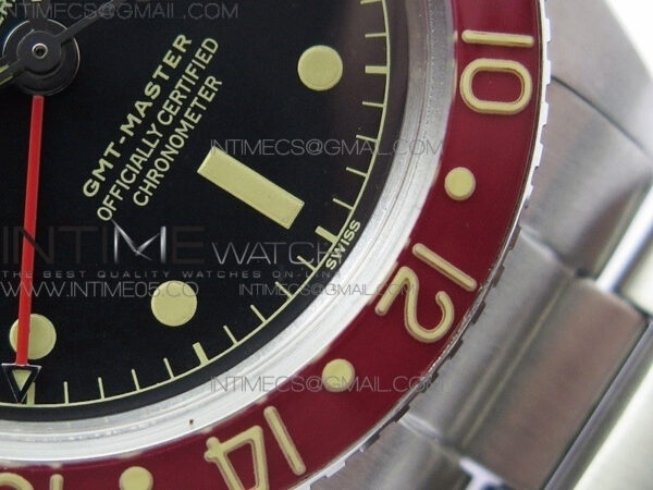 Vintage GMT Master 6542 Blue/Red Bezel B12 Black Dial Style03 on SS Bracelet A2836 – Bild 6