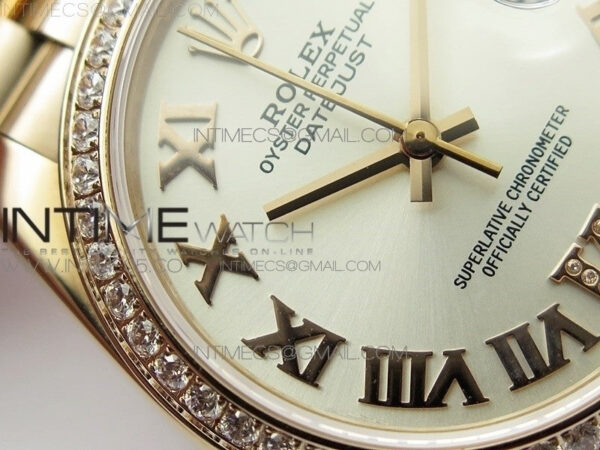 Datejust 31mm 278275 RG Dia Bezel BP Best Edition Silver Roman Markers Dial @6 Dia on RG President Bracelet – Bild 6