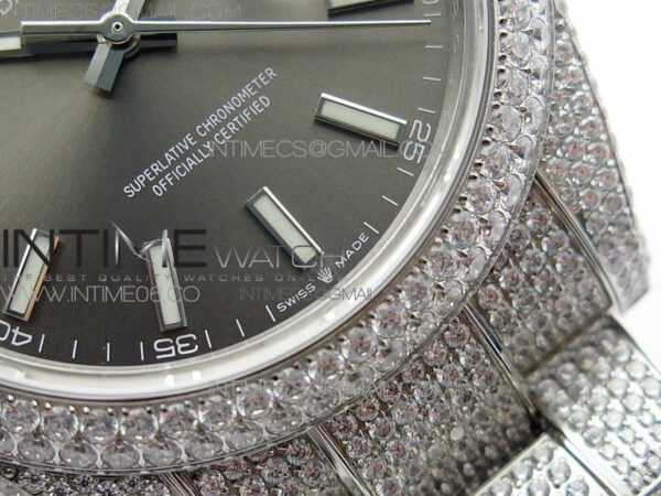 DateJust 41 126334 904 Full Paved Diamonds BP Best Edition Gray Dial Sticks Markers on Oyster Bracelet A2824 – Bild 6