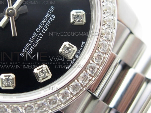 Datejust 31mm 278275 SS Crystal bezel BP Best Edition Black Dial(@6 Crystal Marker) on RG President Bracelet – Bild 6