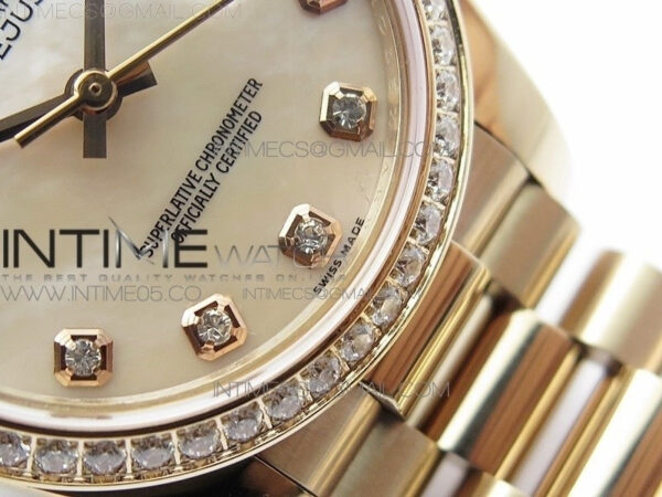 Datejust 31mm 278275 RG Dia Bezel BP Best Edition White MOP Crystal Markers Dial on RG President Bracelet – Bild 6