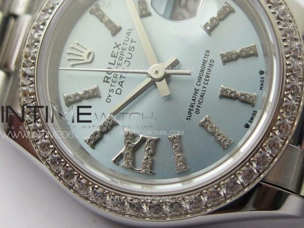 Datejust 28mm 279179 SS/Crystals APSF Best Edition Ice Blue Dial Sticks Crystals Markers on SS President Bracelet NH05 – Bild 6