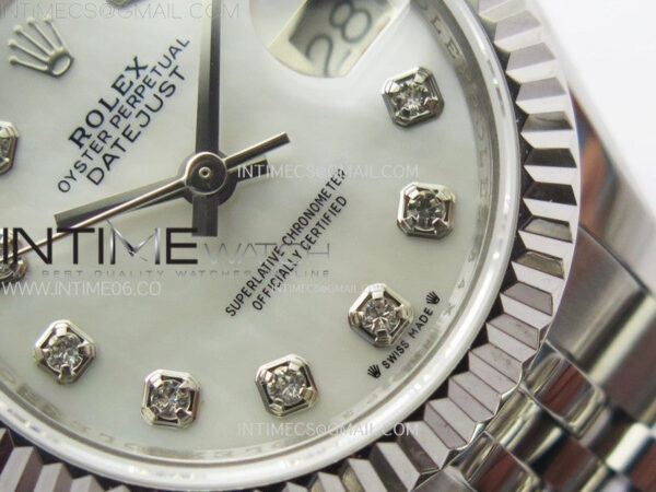 Datejust 28mm 279179 SS APSF Best Edition White MOP Dial Crystals Markers on SS Jubilee Bracelet NH05 – Bild 5