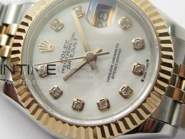 Datejust 28mm 279179 SS/RG APSF Best Edition White MOP Dial Crystals Markers on SS/RG Jubilee Bracelet NH05 – Bild 6