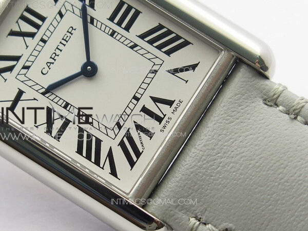 Tank Louis Ladies 25mm SS 8848F 1:1 Best Edition White Dial on GrayLeather Strap Ronda Quartz – Bild 6