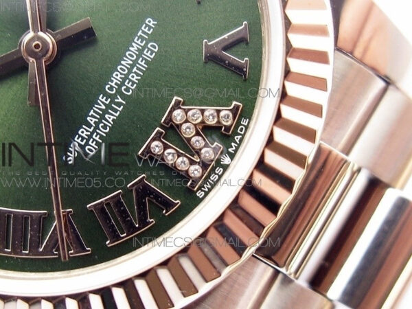 Datejust 31mm 278275 RG BP Best Edition Green Roman Markers Dial @6 Dia on RG President Bracelet – Bild 6