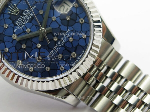 DateJust 31mm 72610 SS APSF Best Edition Blue Flowers Crystals Dial on Jubilee Bracelet A2824 – Bild 6