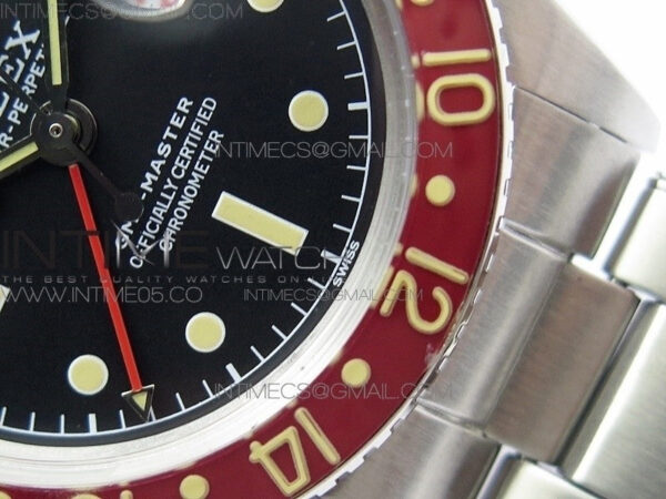 Vintage GMT Master 6542 Black/Red Bezel B12 Black Dial Style02 on SS Bracelet A2836 – Bild 6