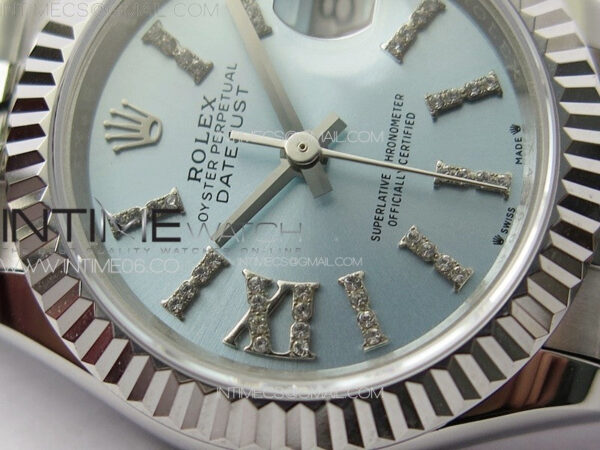 Datejust 28mm 279179 SS APSF Best Edition Ice Blue Dial Sticks Crystals Markers on SS Jubilee Bracelet NH05 – Bild 6