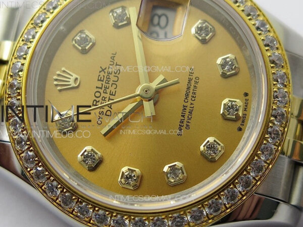 Datejust 28mm 279179 SS/YG APSF Best Edition Gold Dial Crystals Markers on SS/YG Jubilee Bracelet NH05 – Bild 6