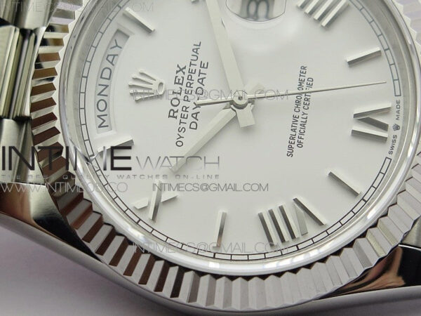 Day-Date 40mm 228239 BP New Dial Version 904 SS White Roman Markers Dial on SS President Bracelet A2836 – Bild 6