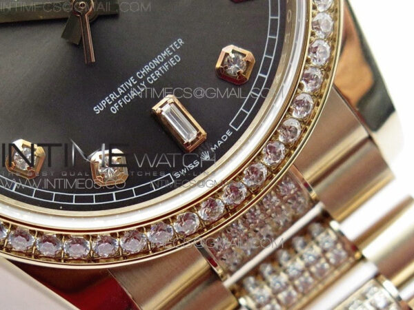Day-Date 36 128235 RG/Crystal BP Best Edition Gray Crystal Marker Dial on RG President Bracelet A2836 – Bild 6