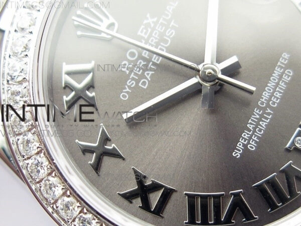 Datejust 31mm 278275 SS Crystals bezel BP Best Edition Gray Roman Markers Dial(@6 Crystal marker) on SS President Bracelet – Bild 6