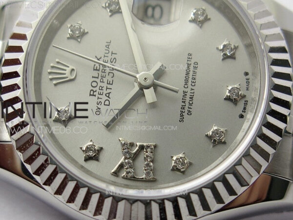 Datejust 28mm 279179 SS APSF Best Edition Silver Dial Stars Crystals Markers on SS Jubilee Bracelet NH05 – Bild 6