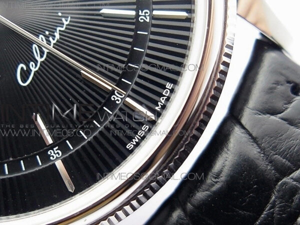 Cellini 50519 Real Date SS BP Best Edition Black Dial Sticks Markers on Black Leather Strap SA3165 – Bild 6