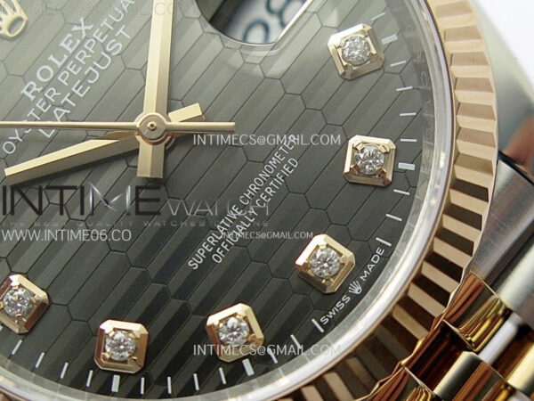 DateJust 36 SS 126231 904L SS/RG VSF 1:1 Best Edition Gray Fluted Dial Diamonds Markers on Jubilee Bracelet VS3235 – Bild 6
