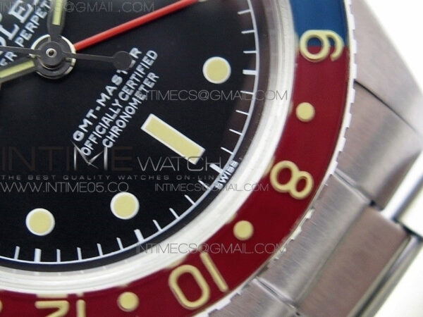 Vintage GMT Master 6542 Blue/Red Bezel B12 Black Dial on SS Bracelet A2836 – Bild 6