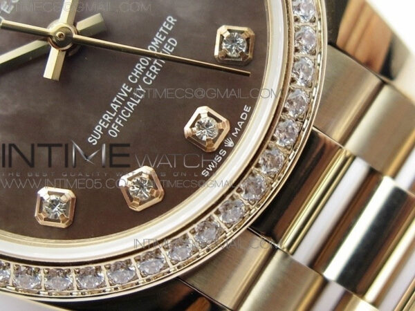 Datejust 31mm 278275 RG BP Best Edition Dia Bezel Brown Roman Crystal Markers Dial on RG President Bracelet – Bild 6