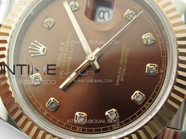 DateJust 41 126331 904L SS/RG GMF 1:1 Best Edition Rrown Dial Crystals Markers On Jubilee Bracelet VR3235 – Bild 7