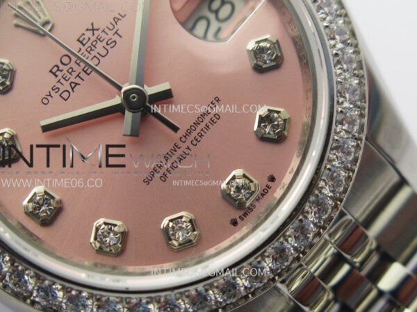 Datejust 28mm 279179 SS/Crystals Bezel APSF Best Edition Pink Dial Crystals Markers on SS Jubilee Bracelet NH05 – Bild 6