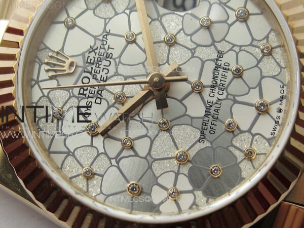 DateJust 31mm 278274 RG GMF Best Edition Silver Flowers Crystals Dial on RG President Bracelet A2824 – Bild 6