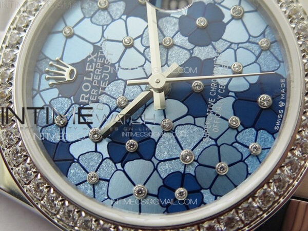 DateJust 31mm 278274 904L SS/Crystals Bezel GMF Best Edition Blue Flowers Crystals Dial on 904L Oyster Bracelet A2824 – Bild 6