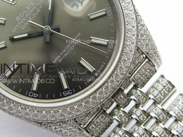 DateJust 41 126334 Full Paved Diamonds BP Best Edition Rhodium Dial Stick Markers on Jubilee Bracelet A2824 – Bild 7