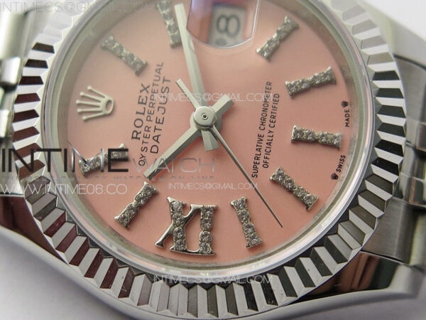 Datejust 28mm 279179 SS APSF Best Edition Pink Dial Sticks Crystals Markers on SS Jubilee Bracelet NH05 – Bild 6