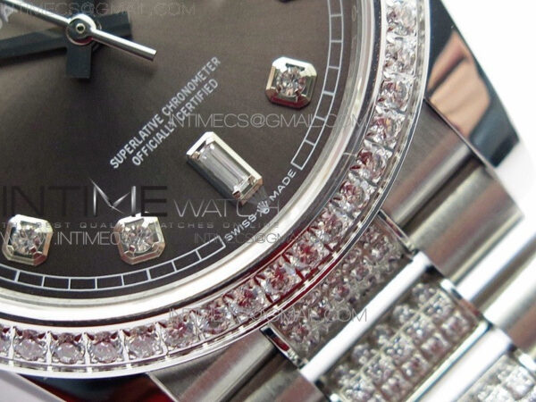 Day-Date 36 128239 SS/Crystal BP Best Edition Gray Crystal Markers Dial on SS President Bracelet A2836 – Bild 6