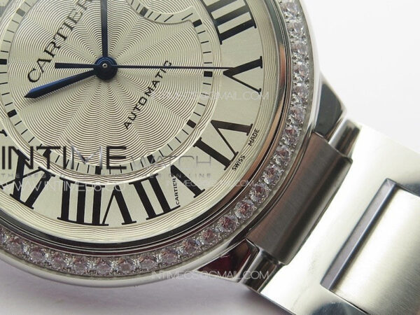 Ballon Bleu 42mm Diamonds Bezel SS K3F 1:1 Best Edition White Texture Dial on SS Bracelet A2824 – Bild 6