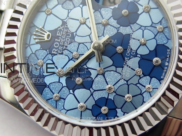 DateJust 31mm 278274 904L SS GMF Best Edition Blue Flowers Crystals Dial on 904L President Bracelet A2824 – Bild 6