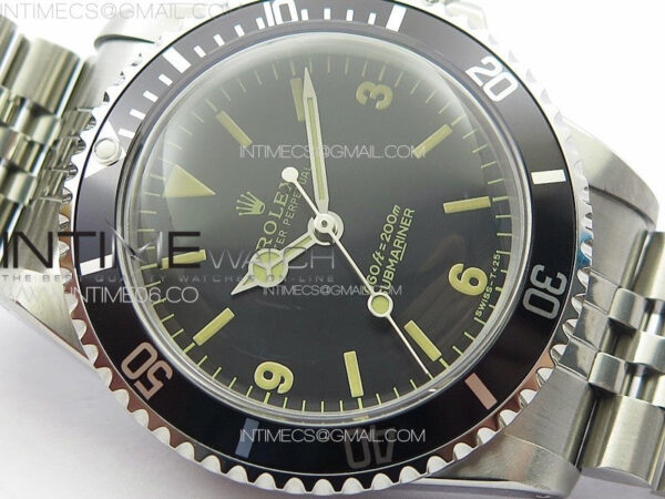 Vintage Submariner 5513 No Date SS B12 Best Edition Black Dial on Jubilee Bracelet A2836 (Style6) – Bild 7