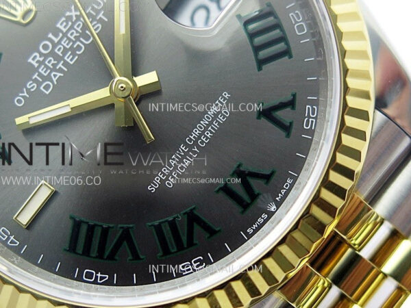 DateJust 36 SS 126233 904L SS/YG VSF 1:1 Best Edition Gray Dial Green Roman Markers on Jubilee Bracelet VS3235 – Bild 5