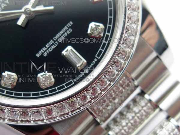 Day-Date 36 128239 SS/Crystal BP Best Edition Black Crystal Markers Dial on SS President Bracelet A2836 – Bild 6