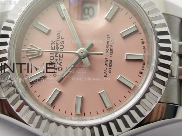 Datejust 28mm 279179 SS APSF Best Edition Pink Dial Sticks Markers on SS Jubilee Bracelet NH05 – Bild 6