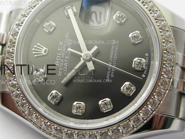 Datejust 28mm 279179 SS/Crystals APSF Best Edition Gray Dial Crystals Markers on SS Jubilee Bracelet NH05 – Bild 6