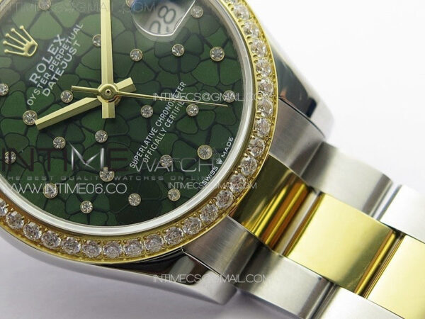 DateJust 31mm 72610 Crystals Bezel SS/YG APSF Best Edition Blue Flowers Crystals Dial on Oyster Bracelet A2824 – Bild 6